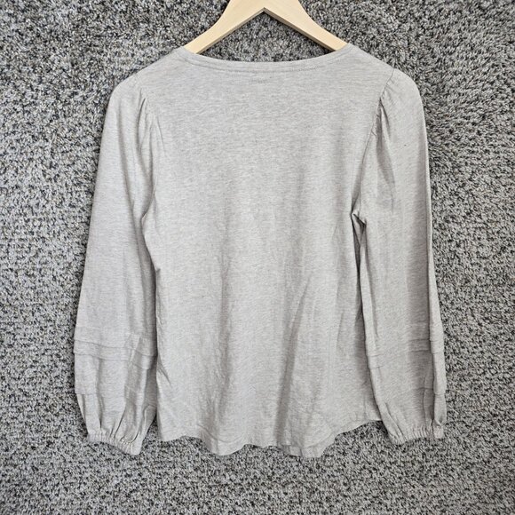 Chicos Top Womens 0 US Small Beige Scoop Neck‎ Long Sleeve Heathered Tee Casual - Picture 7 of 7